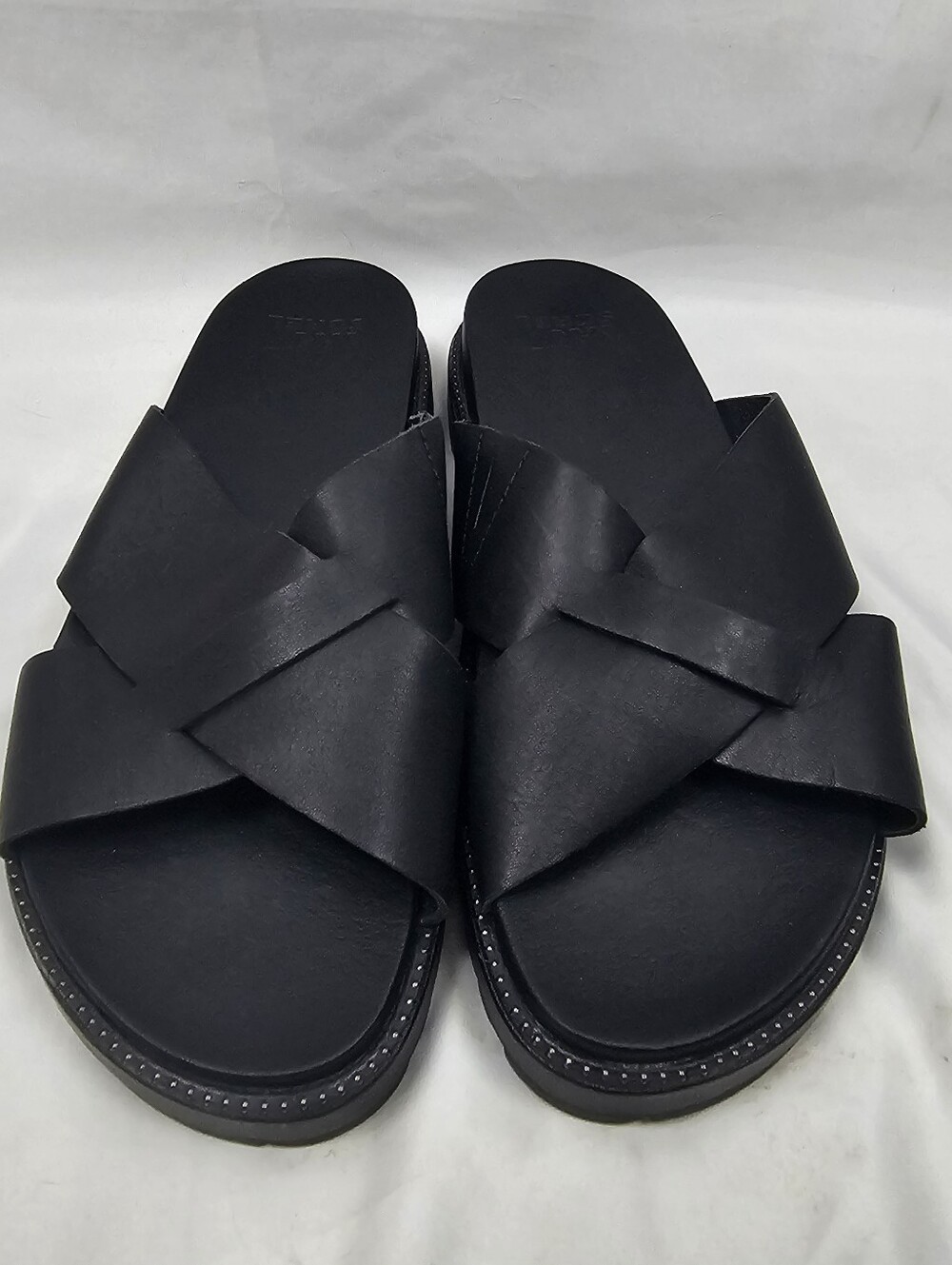 Sorel Black Crisscross Slide Sandals